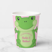 Kikker Baby shower Roze Papieren Bekers (Achterkant)