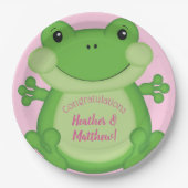 Kikker Baby shower Roze Papieren Bordje (Voorkant)