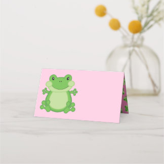 Kikker Baby shower Roze Plaatskaartje