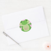 Kikker Baby shower Roze Ronde Sticker (Envelop)