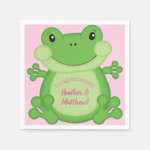 Kikker Baby shower Roze Servet