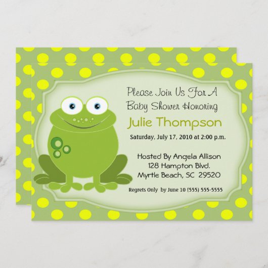 Kikker Baby shower Uitnodiging (Voorkant / Achterkant)