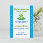 Kikker Baby shower Uitnodiging, Genderneutraal Kaart (Staand voorkant)