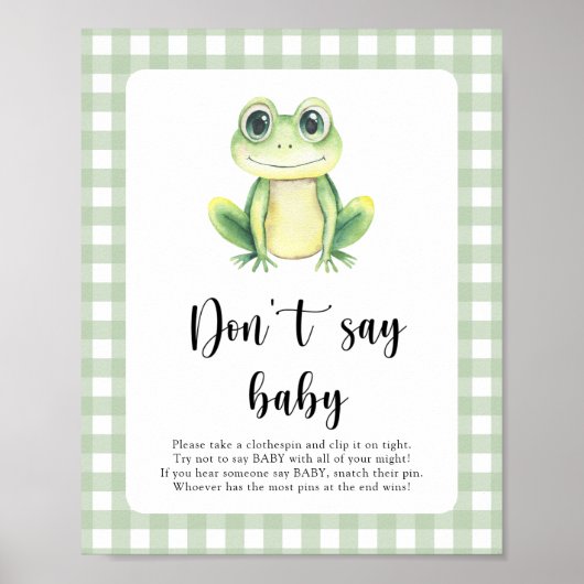 Kikker Baby shower Zeg geen baby Poster (Voorkant)
