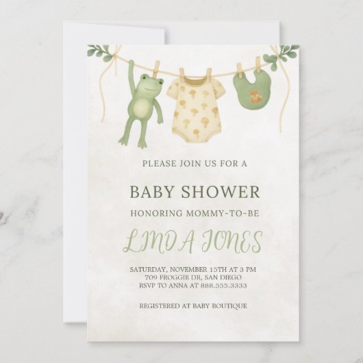 Kikker babyshower uitnodiging (Voorkant)