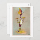 Kikker balanceert bloemen en vlinder  briefkaart (Voorkant / Achterkant)