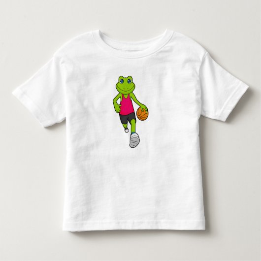 Kikker Basketball-speler Basketball Kinder Shirts (Voorkant)