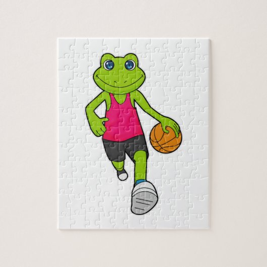 Kikker Basketball-speler Basketball Legpuzzel (Verticaal)