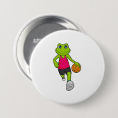 Kikker Basketball-speler Basketball Ronde Button 7,6 Cm (Voorkant /achterkant)