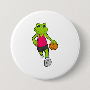 Kikker Basketball-speler Basketball Ronde Button 7,6 Cm