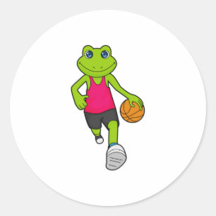 Kikker Basketball-speler Basketball Ronde Sticker