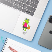 Kikker Basketball-speler Basketball Sticker (Laptop met iPhone)