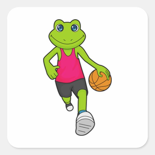 Kikker Basketball-speler Basketball Vierkante Sticker (Voorkant)