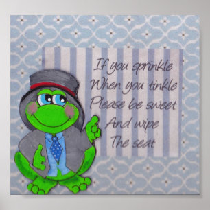 Kikker Bathroom Rules Wall Decor Frog Theme Poster