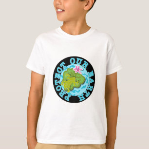 Kikker beschermt onze T-shirts op aarde en cadeaut