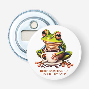 Kikker - beste barman in het moeras button flesopener