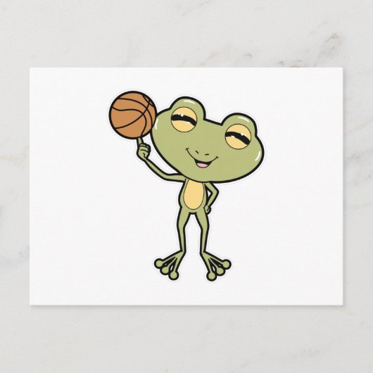 Kikker bij basketsports briefkaart (Voorkant)