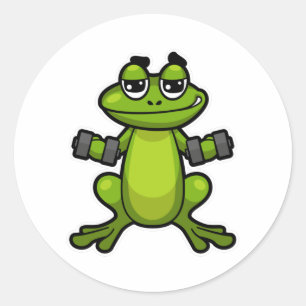 Kikker bij Biceps-training met Dumbbells Ronde Sticker