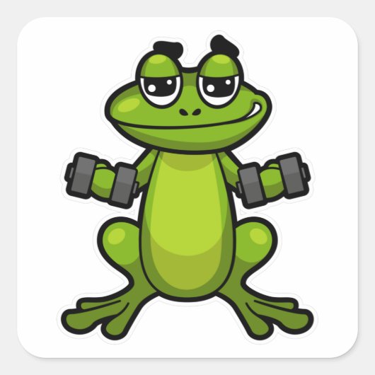Kikker bij Biceps-training met Dumbbells Vierkante Sticker (Voorkant)