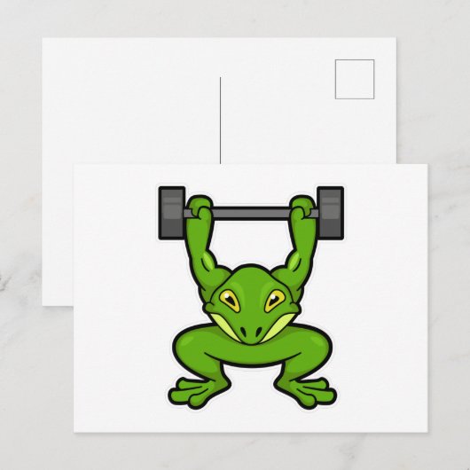 Kikker bij bodybuilding met halter briefkaart (Voorkant / Achterkant)