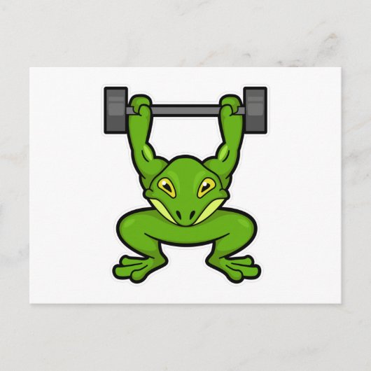 Kikker bij bodybuilding met halter briefkaart (Voorkant)