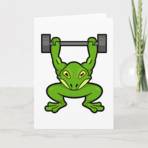 Kikker bij bodybuilding met halter kaart