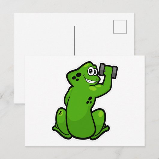 Kikker bij bodybuilding met halters briefkaart (Voorkant / Achterkant)