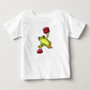 Kikker bij Boxing met gebarsten handschoenen