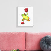 Kikker bij Boxing met gebarsten handschoenen Canvas Afdruk (Insitu (Woonkamer))