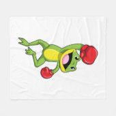 Kikker bij Boxing met gebarsten handschoenen Fleece Deken (Voorkant (Horizontaal))