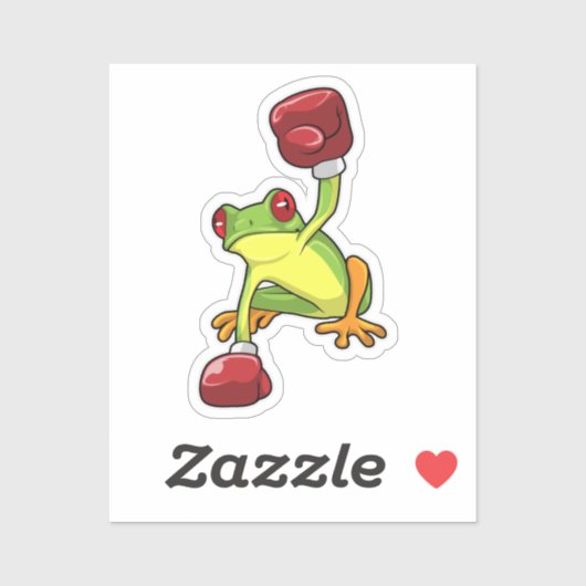 Kikker bij Boxing met gebarsten handschoenen Sticker (Vel)