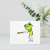Kikker bij cricket met cricketbat briefkaart (Staand voorkant)