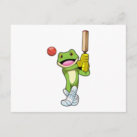 Kikker bij cricket met cricketbat briefkaart (Voorkant)
