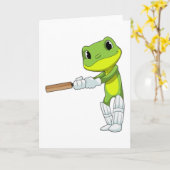 Kikker bij cricket met cricketbat kaart (Gele Bloem)