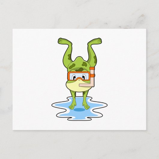 Kikker bij duiken met Snorkel Briefkaart (Voorkant)