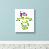 Kikker bij duiken met Snorkel Canvas Afdruk (Insitu (Houten vloer))