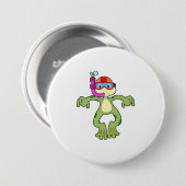 Kikker bij duiken met Snorkel Ronde Button 7,6 Cm (Voorkant /achterkant)