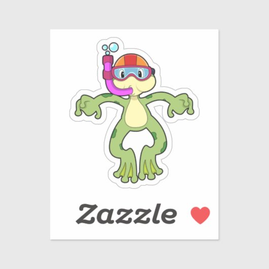 Kikker bij duiken met Snorkel Sticker (Vel)