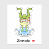 Kikker bij duiken met Snorkel Sticker (Vel)