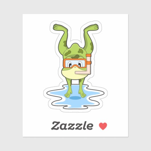 Kikker bij duiken met Snorkel Sticker (Vel)