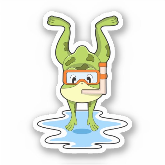 Kikker bij duiken met Snorkel Sticker (Voorkant)