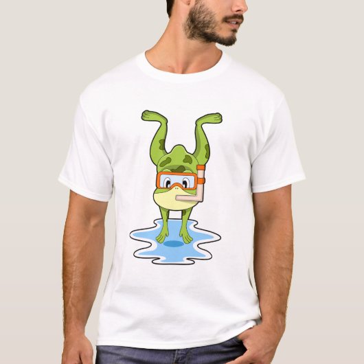 Kikker bij duiken met Snorkel T-shirt (Voorkant)