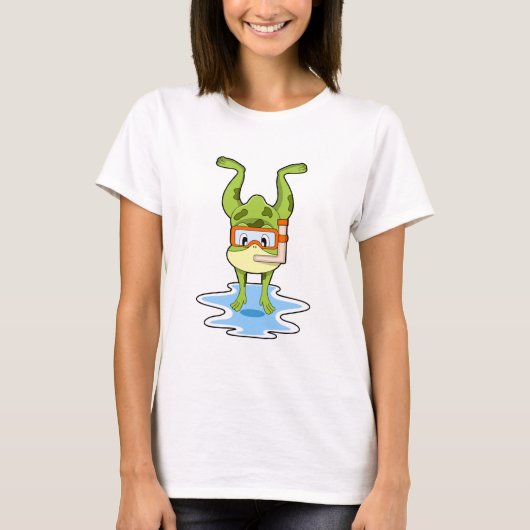 Kikker bij duiken met Snorkel T-shirt (Voorkant)
