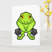 Kikker bij fitness met halter kaart (Gele Bloem)