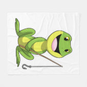 Kikker bij Gevist met Geviste stang Fleece Deken (Voorkant (Horizontaal))