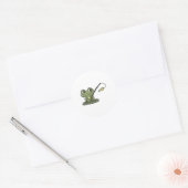 Kikker bij Gevist met Geviste stang Ronde Sticker (Envelop)