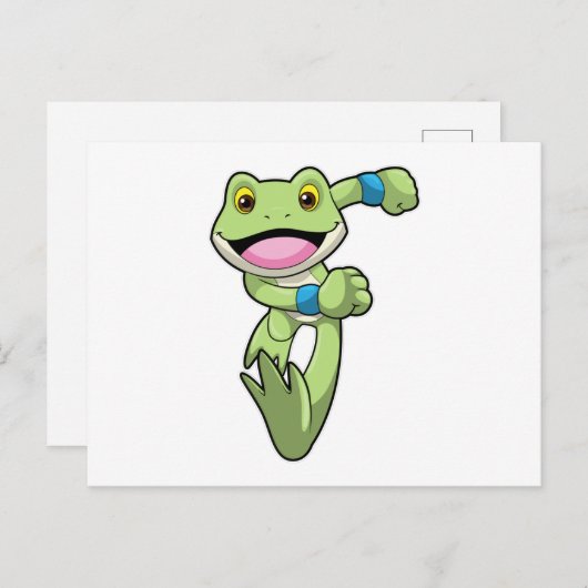 Kikker bij hardlopen met zweetband briefkaart (Voorkant / Achterkant)