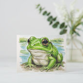 Kikker bij het Lake Briefkaart voor Postcrossing (Staand voorkant)