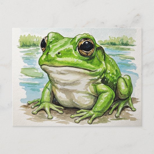 Kikker bij het Lake Briefkaart voor Postcrossing (Voorkant)