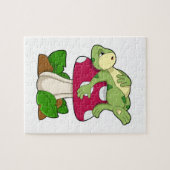 Kikker bij het slapen met paddenstoel legpuzzel (Horizontaal)